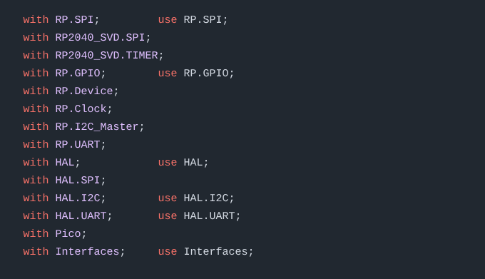 C driver stack header imports showing HAL abstraction layer structure